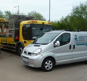 JT Services van in clients yard